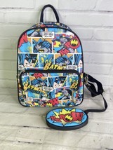 DC Comics Batman All Over Print Faux Leather Mini Backpack Bag With Coin... - £27.23 GBP