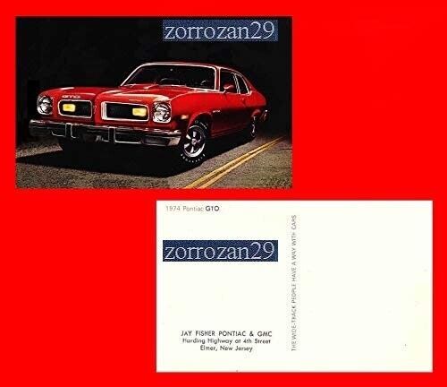 1974 PONTIAC GTO 2-Door Coupe FACTORY ORIGINAL COLOR POSTCARD - USA - GR... - $7.48