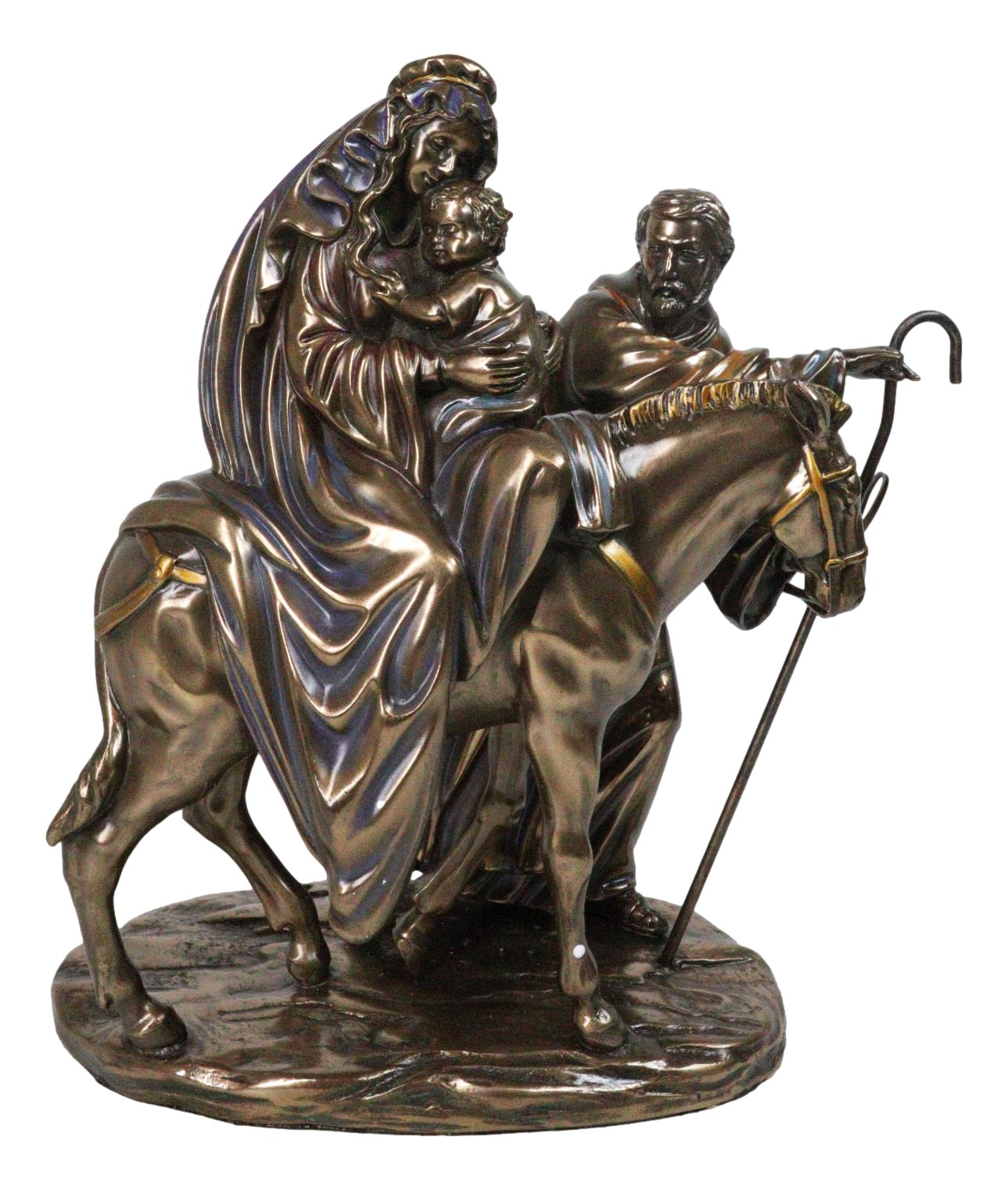 Flight to Egypt Holy Family Mary Joseph and Jesus On Donkey Figurine 9&quot;H - $44.99