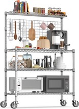 The Kitchen Bakers Rack, A 4-Tier Microwave Stand With Wheels And 20 S-H... - £173.13 GBP