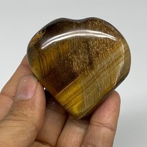 84.7g, 2.1&quot;x2.1&quot;x0.8&quot;, Tiger&#39;s Eye Heart Polished Healing Crystal @India, B33887 - £19.86 GBP