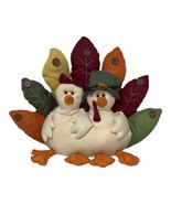 Thanksgiving Fall Decor Mr and Mrs Tom Turkey Accent Plush Pillow Cotton... - $20.57