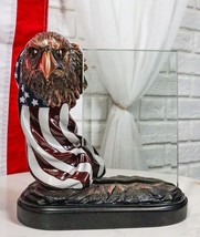 Patriotic Bald Eagle With American Flag Beveled Engravable Glass Frame 6&quot;x4&quot; - £62.92 GBP