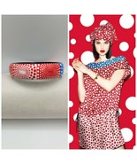 Painted wooden Bracelet bangle Inspired by Kusama Art White Red Polka Dots - £38.15 GBP
