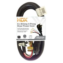 HDX 6 ft. 10/4 30 Amp 4-Prong Dryer Power Cord 10 Gauge 4 Wires Ring Ter... - $16.82