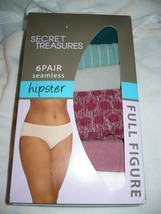 Secret Treasures Full Figure Hipster Panties 6 Pair Size 3X/13 Seamless - £11.88 GBP