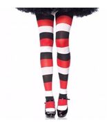 Darling Doll Wide Striped Tights Black White Red Hose Pantyhose Goth Rag... - €8,39 EUR