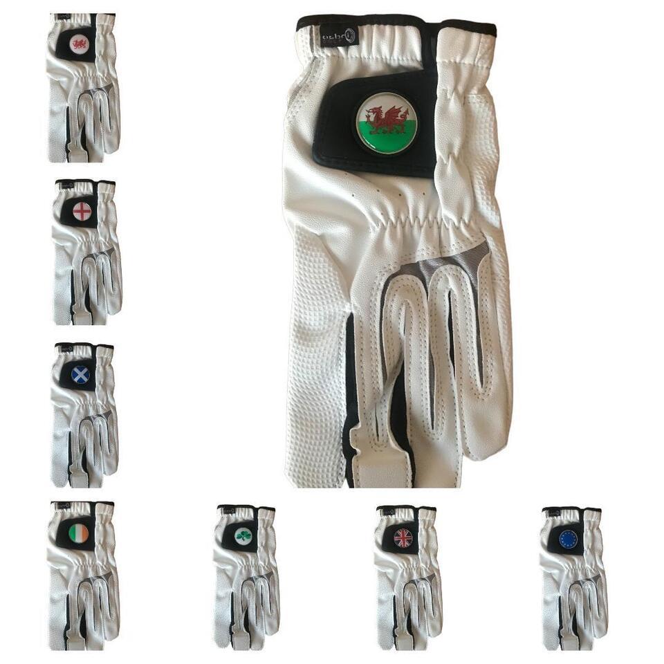 ASBRI JUNIOR ALL WEATHER GOLF GLOVE. NATIONAL FLAG BALL MARKER. SIZE LARGE - $6.55