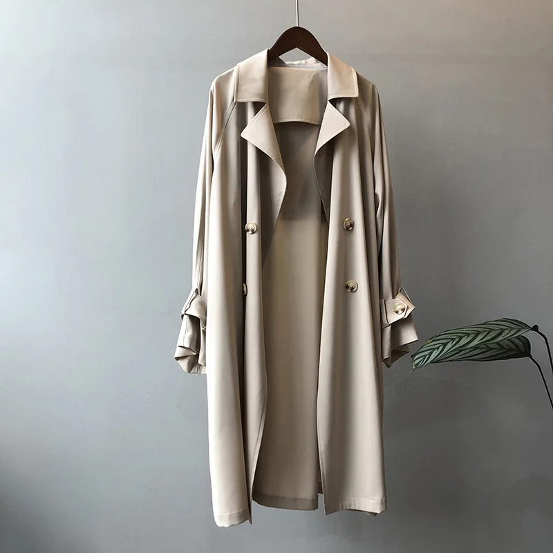  Trench Coat for  Streetwear Casual Spring Turn-down Collar Double Breas... - $148.97