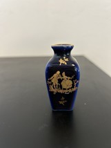 Vtg MIni Limoges France Cobalt Blue Gold Victorian Style Porcelain Vase ... - $9.41