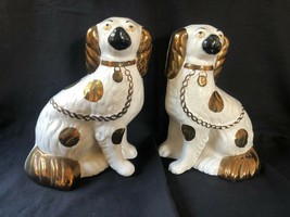 antique pair of staffordshire dogs . Gold details . Little mark bottom - £181.11 GBP