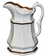 Edward Walley England 1845-1856 White Ironstone &amp; Copper Lustre Water Pi... - $35.00