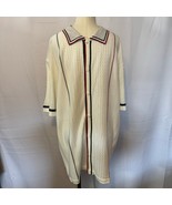 Stacy Adams 3XL Knit Button Shirt Ivory Red Green Stripe Retro Polo Style - $47.85 CAD