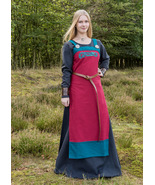 Handcrafted Viking Apron Dress with Jelling Embroidery – Red &amp; Teal  - €42,73 EUR