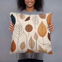 New Throw Pillow Fall Leaves Brown White 18 x 18, 20 x 12, 22 x 22 Hidden Zip - £13.48 GBP+