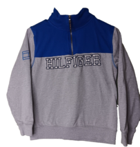 Tommy Hilfiger Boys Youth Medium 12/14 Blue Gray Logo Quarter Zip Sweatshirt - £10.84 GBP