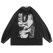 Karrram  Style Hoodies Grunge Print Vintage Hip Hop Oversized Pullovers  Wash Bl - £90.55 GBP