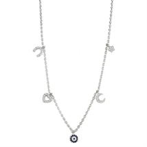 3W439 - Rhodium Brass Necklace with AAA Grade CZ  in Montana - $440.07 MXN