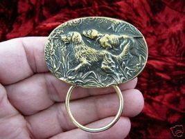 (#E381) Hunting dogs Eyeglass BRASS pin pendant ID badge holder - €14,31 EUR