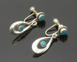 SOUTHWESTERN 925 Silver - Vintage Turquoise Non Pierce Dangle Earrings - EG10364 - £38.92 GBP
