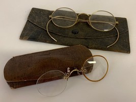 Lot of Two Antique Eyeglasses with Cases One Marked 1/10 12K Gold Filled - £24.68 GBP