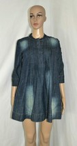 Amanda L &amp; H Blue Denim Long Sleeve Smocked Tunic Blouse Womens Size 36 *** - £23.68 GBP