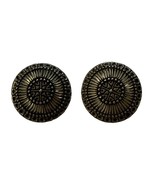 Vintage STC Sterling Silver Earrings Round Southwestern Pattern Concha 1... - $24.70