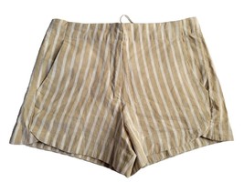 NWOT Peach Love California Women Small Ivory Beige Striped Shorts 100% Cotton - £8.11 GBP