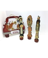 Thanksgiving Harvest 4 piece Handmade Wooden Figures &amp; Sign Primitive Fo... - £19.51 GBP
