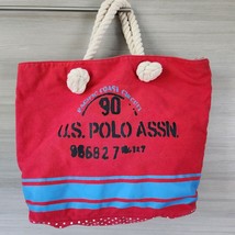 U.S. Polo Vintage Cotton Pink Pony Logo Beach Shopper Weekend Travel Tot... - £31.13 GBP