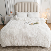 Plush Shaggy Duvet Cover Set Queen Size, Luxury Fluffy Faux Fur Comfor - $82.16