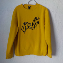 H&amp;M Yellow Sweatshirt &quot;Offline Society&quot; Black Print Pullover Men size Medium  - £15.54 GBP