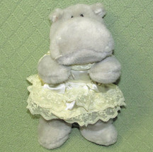 Vintage Russ Ballerina Hippo Plush Stuffed Animal Doll 10&quot; Gray With Tutu Dress - £12.43 GBP