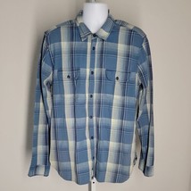 Gap 1969 Button Up Collared Thick Shirt ~ Sz L ~ Blue &amp; White Plaid ~Long Sleeve - £17.93 GBP