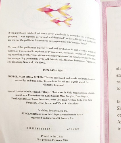 2006 Barbie Fairytopia Mermaidia PB First Edition Printing Junior Novel E86 Item image 3