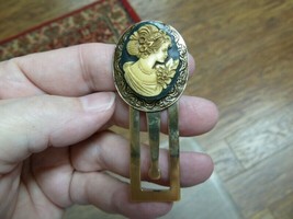 (CBS22-4) Victorian GIRL black + ivory CAMEO BOOKMARK book mark BRASS books - $535.50 MXN