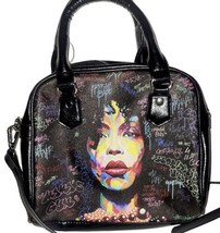 Emma New York Graffiti Erykah Badu Faux Leather Crossbody Purse Black Bag Y2K 90 - £47.37 GBP