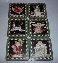 Set of 6 Pimpernel Coasters Christmas Angel Snowman Santa Cat Reindeer - £21.92 GBP