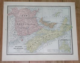 1896 Antique Map Of New Brunswick Nova Scotia Prince Edward Island Quebec Canada - £17.13 GBP