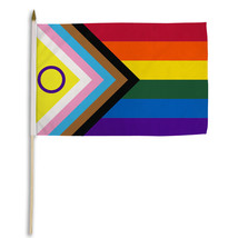 Intersex Inclusive Progress Flags 12x18in Stick Flag Intersex WOODEN STAFF - $12.88