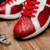 Lyon II Genuine Ostrich and Calfskin Fashion Sneaker Red / White image 11