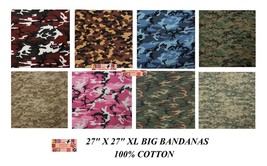 Xl Big Over Size 27&quot;CAMO Bandana Camouflage Head Wrap Neck Scarf Face Mask Cover - £7.16 GBP+