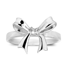 Cute Ribbon Bow Knot Tied Classic Band Sterling Silver Ring-8 - £15.53 GBP