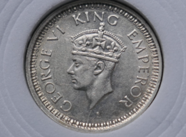 British India 1945 George VI 1/4 Rupee Silver Coin - $19.59