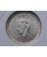 British India 1945 George VI 1/4 Rupee Silver Coin - $19.59