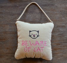 Leyla&#39;s Pillows by Eastern Accents Beware of Cat Velvet Hanging Pillow - £14.33 GBP