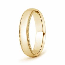 ANGARA Low Dome Comfort Fit Milgrain Wedding Band for Him in 14K Solid Gold - £487.63 GBP