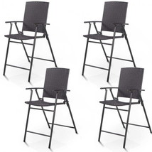 4  Pcs Folding Rattan Bar Chairs for Outdoors and Indoors - £209.77 GBP