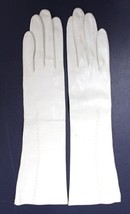 Vintage White Kid Leather Gloves Dawnelle 14&quot;  made in USA size 6.5 - $49.46