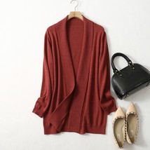 Women Real Mulberry Silk Cashmere Blend Long Sleeve Long Cardigan Sweater Top Sh - £105.28 GBP